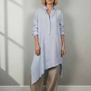 Frank & Eileen Drake Pinstripe Shirt Dress Minimalist Asymmetrical Tunic Size L